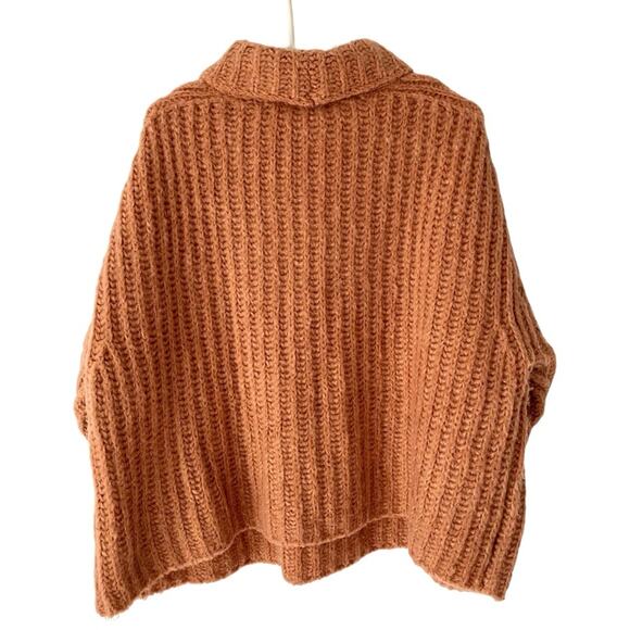Free People Fluffy Fox Wool Alpaca Papaya Sweater Size Medium Rust Orange - Picture 6 of 9